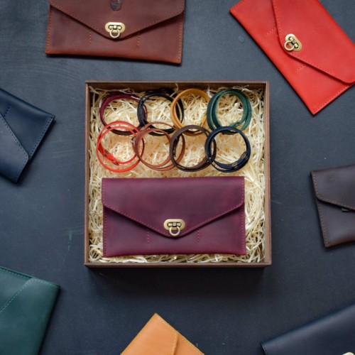 Набор кожаных аксессуаров BABAK Sena бордовый