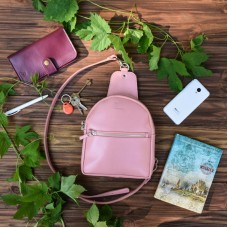 Сумка-рюкзак кожаная BABAK Sling-Bag розовый