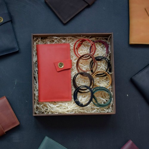 Набір шкіряних аксесуарів BABAK Valence червоний