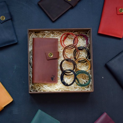 Набір шкіряних аксесуарів BABAK Valence коньяк