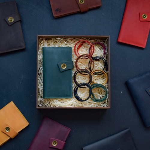 Набір шкіряних аксесуарів BABAK Valence зелений