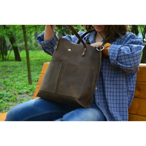 Кожаная сумка Tote Brown 857051 коричневая