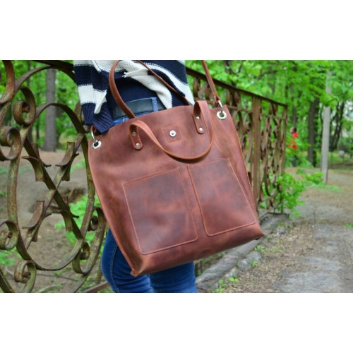 Женская кожаная сумка Tote Cognac 857065 коньяк