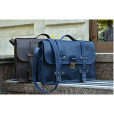 Шкіряний портфель 863362+ синій