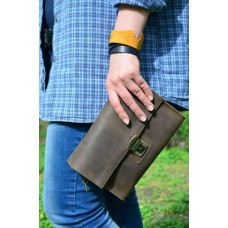 Кожаный клатч 870051 коричневый