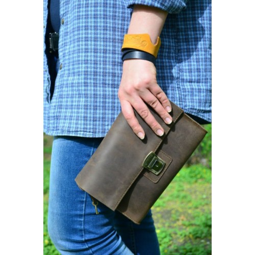 Кожаный клатч 870051 коричневый