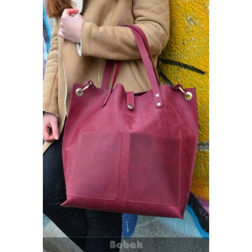 Женская кожаная сумка Tote Marsala 857066 бордо