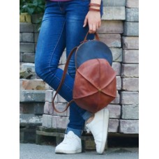 Шкіряний рюкзак-кепка 884combi коньяк