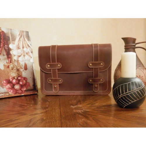 Кожаная сумка-портфель 866065 коньяк