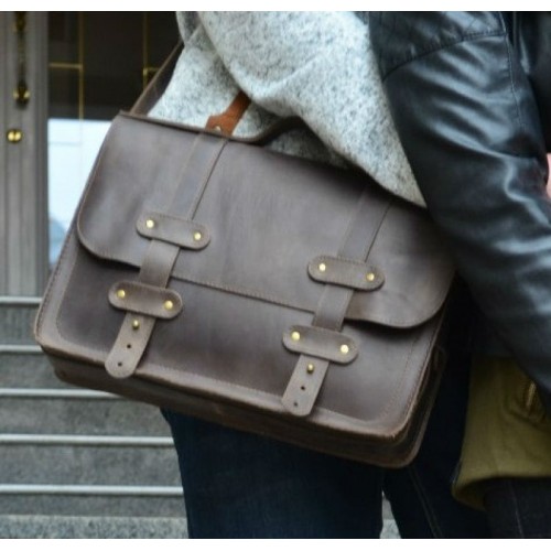 Шкіряний портфель 863551 коричневий