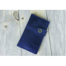 Кожаное портмоне 121062 тёмно-синее