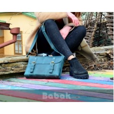 Шкіряна сумка Сrossbody 861077 темно-зелена