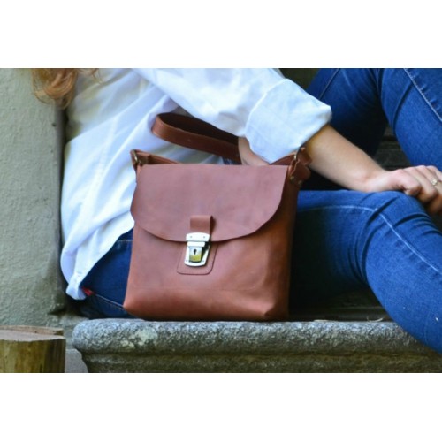 Жіноча шкіряна сумка Сrossbody 886065 коньяк