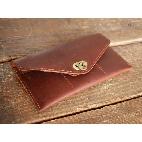 Шкіряне портмоне-клатч 130065 коньяк