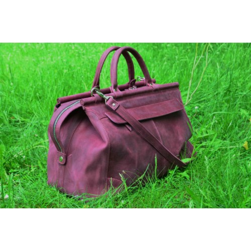 Кожаный саквояж 702066 бордо