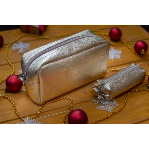 Жіноча косметичка шкіряна CB030110-gold золото