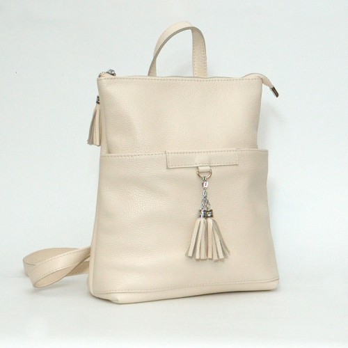 Жіночий шкіряний рюкзак-трансформер B050104-beige бежевий