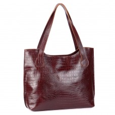 Сумка шкіряна жіноча S010202-brown кайман коричнева