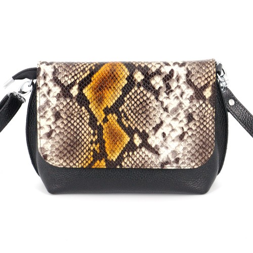 Сумка шкіряна жіноча через плече S090701-black пітон чорна