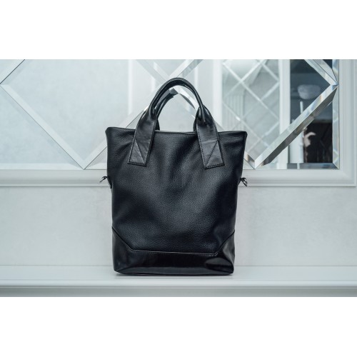 Сумка шкіряна жіноча S400101-black чорна флотар/наплак