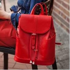 Кожаный рюкзак Олсен рубин + кошелек 2.0!