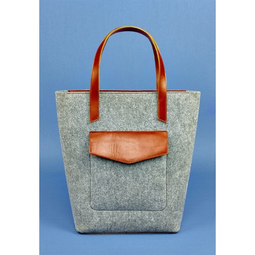 Сумка шоппер BLANKNOTE D. D. фетр + шкіра коньяк BN-BAG-17-felt-k