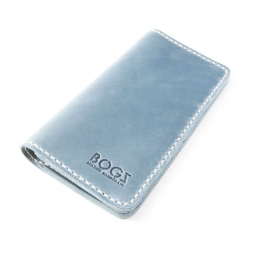 Кошелёк кожаный BOGZ Long NEW на магнитах P48M40S4 голубой