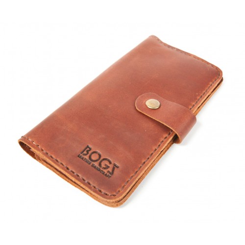Кошелёк кожаный BOGZ Long на кнопке P14M10S3 коричневый