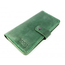 Кошелёк кожаный Bogz Long на кнопке P14M9S9 зеленый