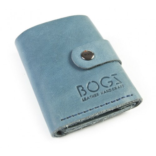 Шкіряний гаманець BOGZ «Рол» P18M40S8 блакитний