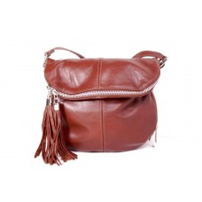 Женская кожаная сумка через плечо MIK0-L04 коричневая