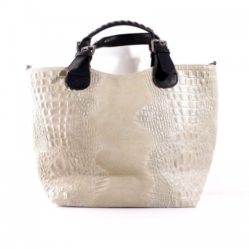 Жіноча замшева сумка тоут BIH0-051 молочна