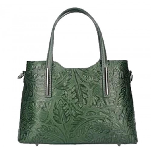 Кожаная женская сумка с тиснением Bottega Carele BC149-green зеленая