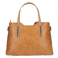 Шкіряна жіноча сумка з тисненням Bottega Carele BC149-ginger руда