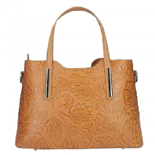 Кожаная женская сумка с тиснением Bottega Carele BC149-ginger рыжая
