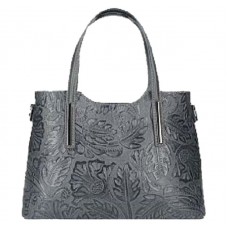 Шкіряна жіноча сумка з тисненням Bottega Carele BC149-dark-gray темно-сіра