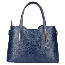 Шкіряна жіноча сумка з тисненням Bottega Carele BC149-dark-blue темно-синя