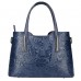 Кожаная женская сумка с тиснением Bottega Carele BC149-dark-blue темно-синяя