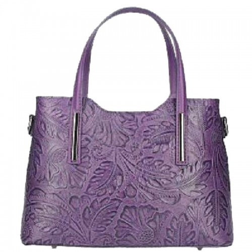 Кожаная женская сумка с тиснением Bottega Carele BC149-purple фиолетовая