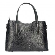 Шкіряна жіноча сумка з тисненням Bottega Carele BC149-black чорна