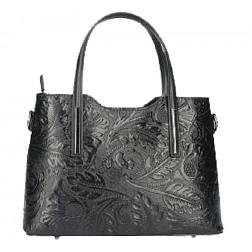 Шкіряна жіноча сумка з тисненням Bottega Carele BC149-black чорна