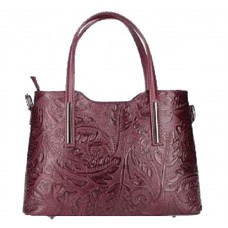 Шкіряна жіноча сумка з тисненням Bottega Carele BC149-bordo бордова