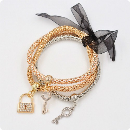 Потрійний браслет Замок та Два ключа