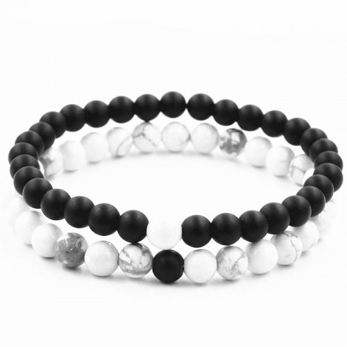 Парні браслети Агат і Кахолонг маленькі