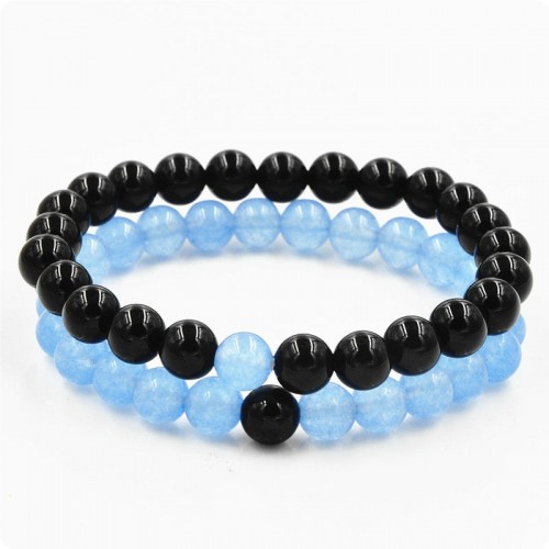 Парні браслети Агат і Блакитний кварц