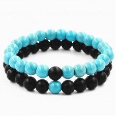 Парні браслети Агат і молода Бірюза
