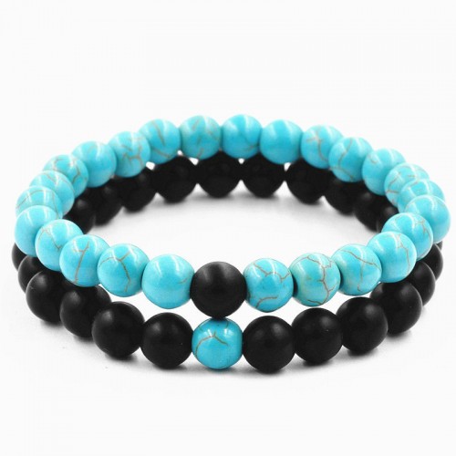 Парні браслети Агат і молода Бірюза