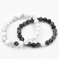 Парні браслети Сніговий Обсидіан і Кахолонг