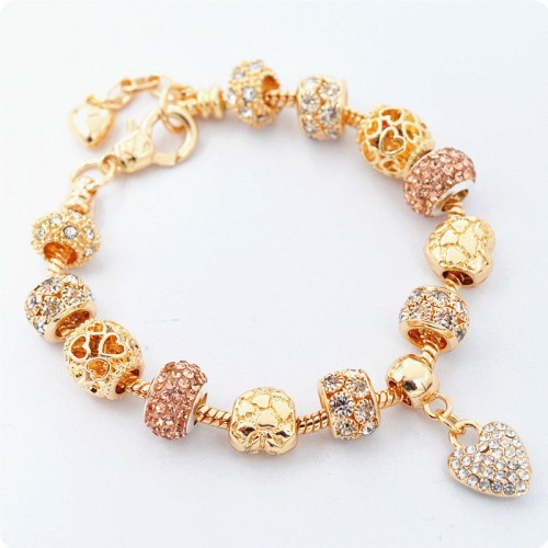 Браслет с шармами Pink Gold Amore золотой