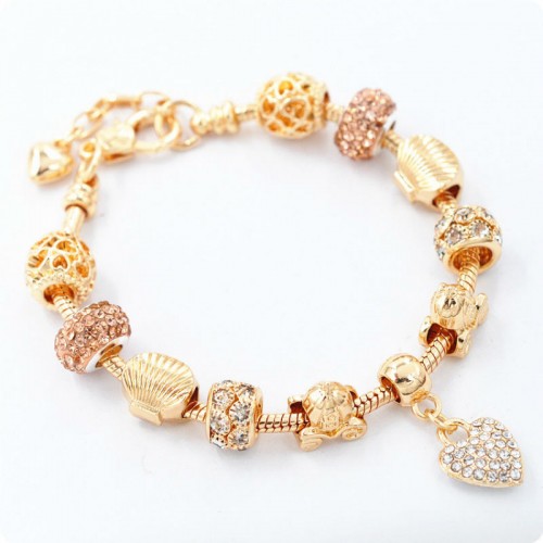 Браслет с шармами Shell золотой